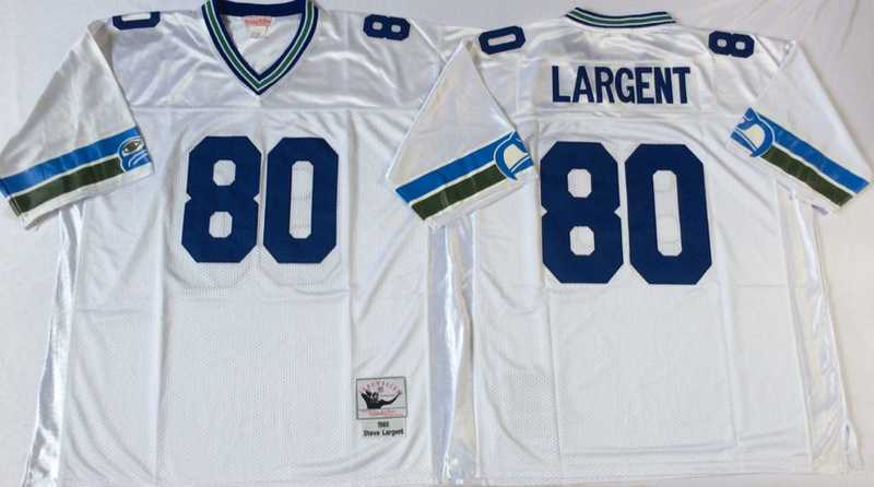 Seahawks 80 Steve Largent White M&N Throwback Jersey->nfl m&n throwback->NFL Jersey